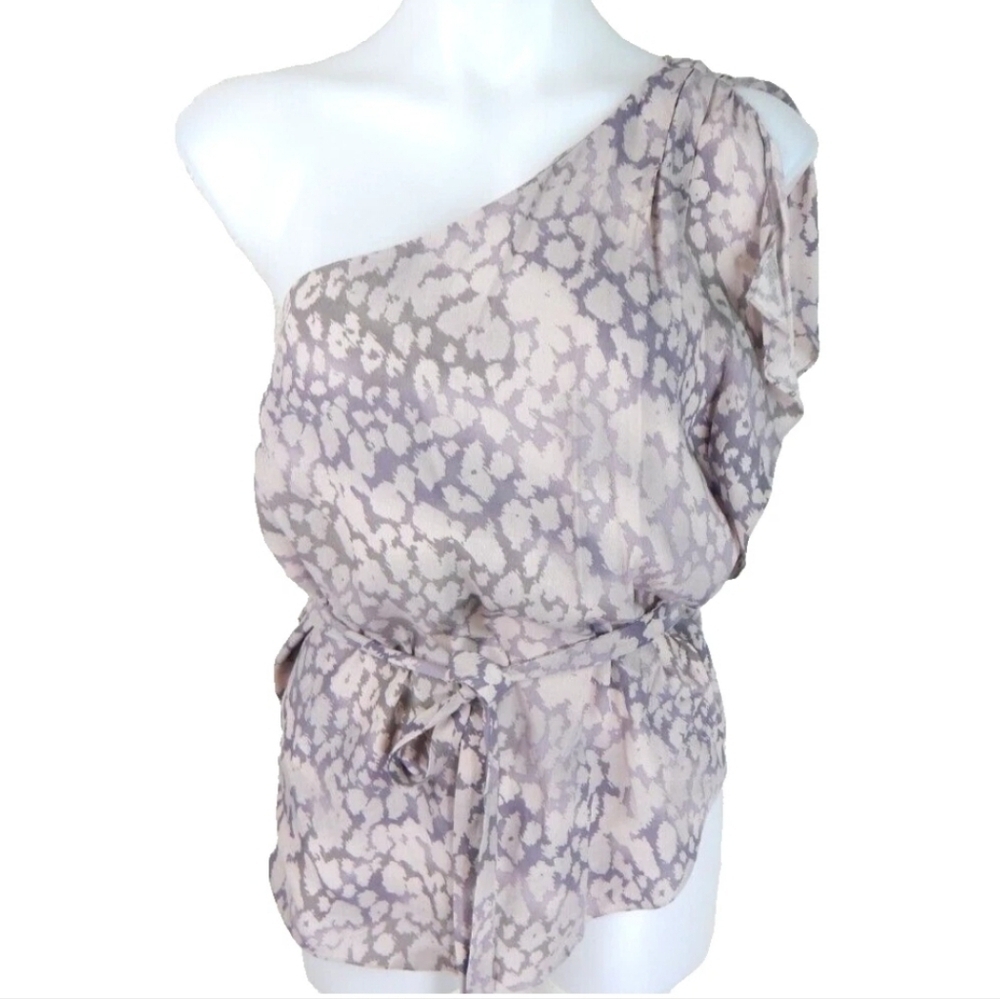 Rebecca Taylor Leopard One Shoulder Top